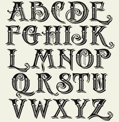 an old fashioned alphabet with swirly letters