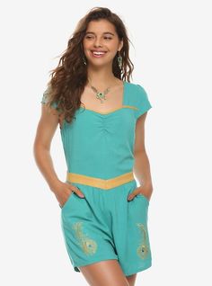 Disney Aladdin Jasmine Peacock Romper, MULTI Disney Pjs Crop Top, Jasmine Costume Women Modest, Jasmine Costume Shoes, Travel Theme Fancy Dress, Disney Costumes Brunette, Disney Theme Fancy Dress, Disney Tunic Women, Jasmine Costume Plus Size, Dori Costume Womens