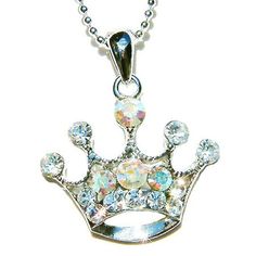 "PERFECT CHRISTMAS GIFT FOR LADIES You are getting a Princess / Queen Crown Pendant with Swarovski crystals. It comes with a FREE 16\" Original Rhodium Plated Snake Chain necklace with lobster clasp. Crown size is 15/16\" (2.2cm) wide X 1\" (2.5cm) high. Crystal Color: Aqua + Light Sapphire Prices are in US$. For shipping policies and other important information, click on \"profile\" on the right. See an item that you like but has already been sold? Contact me to see if I have more! Thank you fo Silver Crystal Jewelry With Crown Design, Silver Rhinestone Necklace For Celebration, Silver Rhinestone Necklaces For Celebration, Sparkling Crystal Rhinestone Necklace Gift, Gift Charm Necklaces With Rhinestones, Personalized Princess Style Jewelry For Gifts, Wedding Jewelry With Rhinestones For Christmas, Silver Bling Crystal Necklaces As Gift, Christmas Wedding Jewelry With Rhinestones