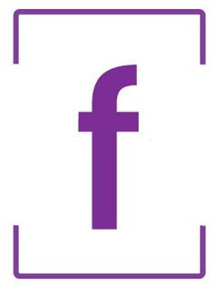 a purple square with the letter f in it's center and an arrow at the bottom