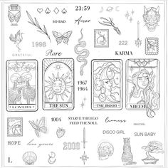 the zodiac signs and their meaningss are shown in this drawing, which includes symbols for each