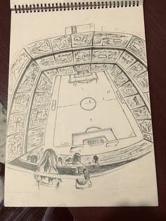 a drawing of a stadium with people sitting in it