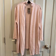 Lightweight Open Front Cardigan In Beautiful Blush Pink. From The Pure Jill Collection. Chic Pink Open Front Cardigan, Chic Open Front Pink Cardigan, Pink Long Sweater For Spring, Long Pink Cardigan For Layering, Long Pink Sweater For Spring, Pink Open Front Sweater For Layering, Pink Long Sleeve Cardigan For Daywear, Blush Cardigan, Lightweight Open Front Cardigan