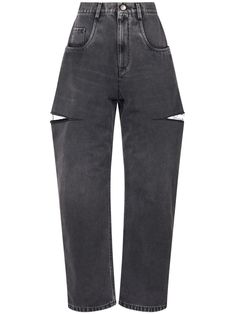 Shop Maison Margiela high-rise tapered jeans Margiela Jeans, Jeans Grey, Cut Off Jeans, Tapered Jeans, Jeans Mens, Jean Grey, Pocket Pants, Pocket Jeans, Dolce & Gabbana