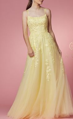 Open Back Formal Dress, Prom Dress With Lace, Special Ocassion Dresses, Sleeveless Prom Dress, Colorful Dresses Formal, Yellow Bridesmaid Dresses, Prom Dresses Yellow, Spaghetti Strap Prom Dress, Prom Dresses Sleeveless