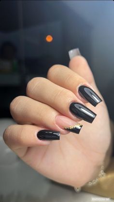 Party Nails Birthday, Black Acrylic Nails, Edgy Nails, Nails Desing, Fancy Nails, Short Acrylic Nails, Best Acrylic Nails