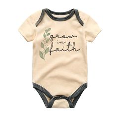 Share the gift of faith with your little one in this beautifully designed Faith Baby Bodysuit. Crafted from soft, high-quality cotton, this bodysuit ensures comfort and is gentle on your baby's delicate skin. Featuring a simple yet meaningful design, it's perfect for religious occasions such as baptisms, christenings, or Sunday church services. This bodysuit makes a thoughtful gift for baby showers, new parents, or anyone wanting to dress their little one in a touch of inspiration and love. Available in various sizes, it’s suitable for both baby boys and girls, offering a unisex style that celebrates faith and spirituality. ✅ PRINTING TECHNOLOGY: Direct to Garment printing, full-color digital printing, bright colors, realistic patterns, never fade, and soft to touch. ✅ GRANDPA AND GRANDMA’ Fitted Cotton Bodysuit For Baptism, Cotton Onesie For Baptism, Spring Baptism Cotton Onesie, Cotton Baptism Onesie With Short Sleeves, Cute Cotton Onesie For Baptism, Birthday Baby Announcement, Grandparent Announcement, Baby Christening Outfit, Shirt Romper