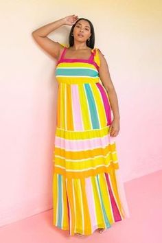 A printed woven maxi dress featuring straight neckline with shoulder ties, and tiered skirt Details Self: 100% Polyester Lining: 100% Polyester Size & Fit - Model is 5'11" And Wearing Size 1XL - Measurements Taken From Size 1XL - Approx. Length: 50" Multicolor Square Neck Maxi Dress For Beach, Summer Multicolor Square Neck Maxi Dress, Multicolor Tiered Sundress Maxi Dress, Multicolor Maxi Dress With Tie Straps, Casual Multicolor Tiered Maxi Dress, Casual Multicolor Tiered Skirt Maxi Dress, Multicolor Tiered Maxi Dress For Summer, Casual Multicolor Maxi Dress With Square Neck, Casual Multicolor Square Neck Maxi Dress