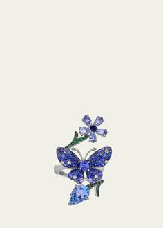 Elegant Blue Sterling Silver Butterfly Ring, Graff Diamonds, Bvlgari Jewelry, Butterfly Collection, French Jewelry, Fancy Rings, White Gold Sapphire, Green Garnet, Dope Jewelry