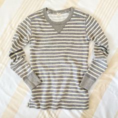 J. Crew The Saturday French Terry Striped Pullover Sweatshirt In Sz Xs Comfy, Mid-Lightweight Pullover Like New. Worn Once. Cold Water Washed, Line Dried. Details % Cotton French Terry, Crewneck, V-Stitch, Split Hem Color: Heather Grey/Creme Stripe Measurements As Shown: Chest: 16.50” Hip/Hem: 16.50” Length: 26.50” From Top Of Shoulder Closet Note This Closet Is Primarily J. Crew Mostly Nwt, Nwot, Euc (With A Sprinkle Of Cabi, Sperry, Pink, Free People, Old Navy And Some New Sustainable Brands Also A Few Household Textiles And Accents). But If You Are A J. Crewer Especially The Classic Fits, Styles And Natural Fibers Of Seasons’ Cozy Gray Crew Neck Top, Cozy Gray Tops For Layering, Cozy Heather Grey Top For Everyday, Cozy Striped Crew Neck Top, Everyday Cozy Gray Tops, Cozy Gray Everyday Tops, Cozy Everyday Gray Tops, Cozy Gray Cotton Tops, Classic Fits