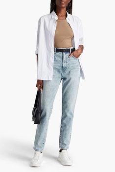 Model is 177cm/ 5'10' and is wearing a size 26.Slim-leg jeans.Denim.High-rise cut.Multipockets.Button and concealed zip fastening at front.Slightly stretchy fabric.Mid-weight fabric.Medium wash.Machine wash.We're proud to include this item in our Considered Edit as part of our commitment to make responsible fashion more widely available to our customers..What makes it Considered?.Size & Fit:.Designed for a slim fit.Fits true to size, take your normal size Trendy Cropped Jeans For Everyday, Chic Distressed Jeans, Chic Distressed Jeans For Everyday, Chic Everyday Jeans With Belt Loops, Chic Light Wash Tapered Leg Jeans, Chic Everyday Ripped Jeans, Chic Cropped Mom Fit Jeans, Urban Light Wash Rigid Denim Pants, Casual Pre-washed Rigid Denim Jeans