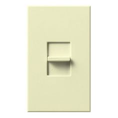 a white light switch with a square button on the front and side of it's cover