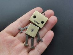 Robot Keychain, Metal Robot, Robot Sculpture, Diy Robot, Handmade Pendant Necklace, Keychain Charm, Robot Art, Charm Keychain, Wooden Pendant