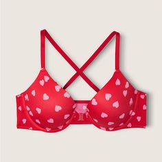 New Without Tags - Never Worn, Wasn’t A Fan Of The Front Clasp Cute Heart Pattern All Over, Perfect For Valentine’s Day! Add To Bundle For Discount Or Feel Free To Make An Offer! Cute Heart Pattern, Lounge Looks, Victoria Secret Pink Bras, Cute Bras, Cute Heart, Heart Pattern, Pink Bra, T Shirt Bra, Underwire Bra