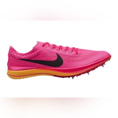 Nike Zoom X Dragon Fly Hyper Pink/Orange Spiked Shoes Brand New With Spikes And Nike Key* These Can Be Used For Multi Sports Men's Size 12 I Ship Within One Business Day Thanks Pink Low-top Trail Running Shoes For Athleisure, Pink Low-top Trail Running Shoes For Light Sports, Sporty Pink Sneakers For Light Sports, Pink Sporty Training Sneakers, Sporty Pink Sneakers For Training, Pink Trail Running Shoes For Sports, Sporty Pink Lace-up Trail Running Shoes, Pink Lace-up Trail Running Shoes For Jogging, Pink Lace-up Sneakers For Training