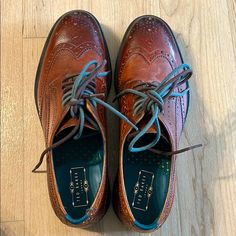 Ted Baker Oxford Brogues For Men. Brand New, Never Worn (See Picture Of Unsullied Soles). Purchased In London A Few Years Ago. Uk Size 7, Us Size 8. Brown Leather With Blue And Gold Trimmings. Brown Wingtip Dress Shoes With Cushioned Footbed, Brown Low-top Dress Shoes For Work, Brown Low-top Oxfords With Brogue Detailing, Brown Low-top Brogue Oxfords, Brown Almond Toe Dress Shoes With Cushioned Footbed, Brown Wingtip Leather Shoes With Cushioned Footbed, Brown Wingtip Dress Shoes With Leather Footbed, Vintage Brown Oxfords For Business Casual, Brown Almond Toe Oxfords With Cushioned Footbed