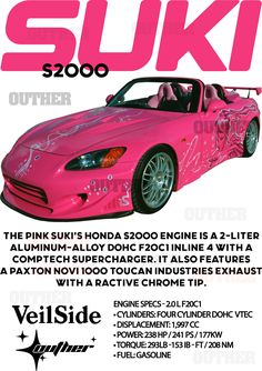 an advertisement for the pink suki car show