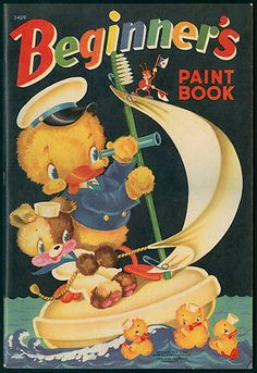 an old children's book cover shows a bear on a boat with other bears