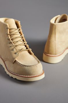 Find RED WING Heritage Classic Moc Toe Boots on Editorialist. One of the most beloved lifestyle boots, the Classic Moc's unmistakable moc toe and Traction Tred sole tell a style story over 70 years in the making. Fit: With wear, the leather upper, insole, and cork filler will mold to your feet, creating an increasingly personalized fit over time. Heritage Classic Moc Toe Boots by Red Wing in Beige, Women's, Size: 5, Leather/Polyurethane Moc Toe Boots, Red Wing, Tie Styles, Toe Boots, Red Wings, Fashion Story, Shoe Shop, Boots Men, Cork