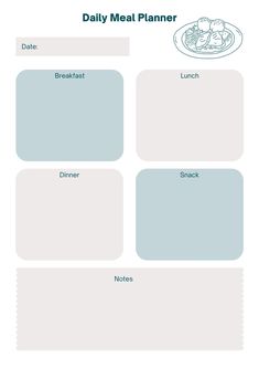 the daily meal planner is shown in blue and white