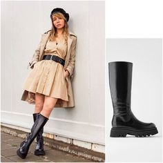 Blogger’s Fav Size 6 1/2, Eu37 Is Nwot Zara Knee-high Faux Leather Boots, Leather Lace-up Boots With Lug Sole, Knee-high, Elegant Medium Width Zara Knee-high Boots, Zara Knee-high Boots Medium Width, Zara Ankle-high Leather Moto Boots, Zara Leather, Lug Sole Boots, Zara Shoes, Zara Black