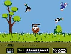 an old school computer game with birds flying around