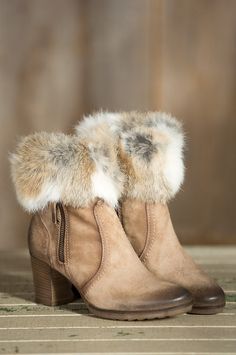 Women's Manas Letizia Suede Boots with Rabbit Fur Trim by Overland Sheepskin Co. (style 55560) Luxury Suede Lace-up Boots For Winter, Luxury Suede Lace-up Winter Boots, Luxury Suede Boots For Formal Occasions, Luxury Winter Heeled Boots With Snip Toe, Luxury Winter Suede Lace-up Boots, Luxury Beige Boots With Suede Lining, Luxury Lace-up Boots With Snip Toe For Fall, Luxury Elegant Winter Booties, Luxury Embellished Boots For Spring