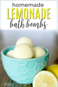 Easy DIY Lemonade Bath Bombs infused with essential oils Diy Lemonade, Lemon Bath, Bath Bomb Ingredients, Diy Hanging Shelves, Bombe Recipe, Bath Bomb Recipes, Homemade Lemonade, Closet Organization Diy, Diy Wall Shelves