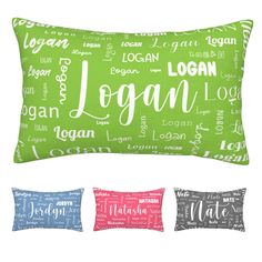 three pillow cases with the words vegan and vegan printed on them in different colors