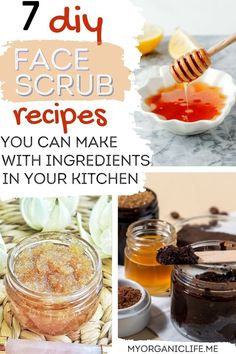 DIY face scrub recipes Facial Exfoliator Diy, At Home Exfoliating Scrub For Face, Diy Face Scrub For Sensitive Skin, Diy Face Scrub For Dry Skin, At Home Face Scrub, Homemade Face Exfoliating Scrub, Facial Scrubs Diy Exfoliating, Easy Face Scrub, Diy Face Scrub For Acne