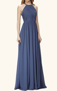 MACloth Halter O Neck Chiffon Long Bridesmaid Dress Navy Formal Gown Halter Neck Bridesmaid Dresses, Bridesmaid Dress Navy, Halter Top Wedding Dress, Theia Dresses, Áo Blu, Bridesmaids Dress Inspiration, Designer Bridesmaid Dresses, Navy Bridesmaid Dresses, Halter Top Dresses