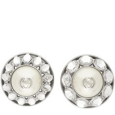 Gucci-Silver Crystal & Pearl Interlocking G Earrings - Runway Catalog Gucci Round Earrings For Formal Events, Gucci Round Earrings For Formal Occasions, Designer Round Metal Earrings, Designer Gucci Jewelry With Matching Earrings, Gucci Silver Earrings For Formal Occasions, Gucci Designer Jewelry With Matching Earrings, Gucci Sterling Silver Earrings For Formal Occasions, Designer Silver Clip-on Earrings, Luxury Silver Single Pearl Earring