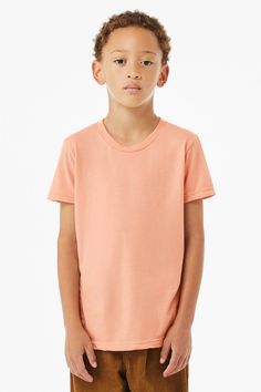 Youth Jersey T-Shirt - PEACH - M | Bella + Canvas Youth Jersey T-Shirt in Peach Size Medium | Ringspun Cotton CVC, CV, BCCVC, B, BC Peach Colour, Youth Clothing, Long Sleeve Jersey, Made Clothing, Home T Shirts, Jersey T Shirt, Bella Canvas, Unisex Hoodies, Neck T Shirt