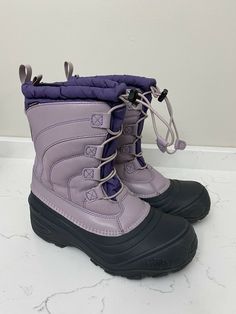 The North Face Girls Waterproof Snow Boots Size 5. Purple Round Toe Boots For Outdoor, Purple Round Toe Outdoor Boots, The North Face Winter Outdoor Boots, The North Face Waterproof Round Toe Boots, Waterproof Round Toe Boots By The North Face, Purple Waterproof Outdoor Boots, Waterproof Purple Outdoor Boots, North Face Girls, Waterproof Snow Boots