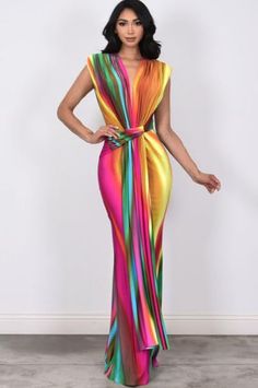 Multi Color Rainbow Swirl Print Dress Multi Color long mermaid style stretchy spandex dress. Dress is designed to fit every curve. This is a form fitted curve hugging dress made with spandex. Plenty of stretch and the fabric is medium weight poly spandex blend. Plunging neckline you can easily pin close or wear open. Ruching detail for a figure flattering look. Fitted Multicolor Ruched Maxi Dress, Evening Multicolor Stretch Maxi Dress, Fitted Multicolor Bodycon Dress For Evening, Multicolor Fitted Bodycon Dress For Evening, Elegant Fitted Multicolor Bodycon Dress, Multicolor Elastane Party Dress, Multicolor Mermaid Hem Dress For Party, Multicolor Mermaid Dress For Party, Fitted Multicolor Elastane Dress