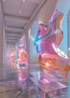 an art gallery filled with lots of colorful sculptures