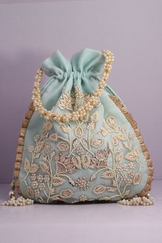 Potli Bag, Bridal Bag, Potli Bags, Embroidery Bags, 자수 디자인, Fancy Bags, Crochet Free, Wedding Bag, Pretty Bags