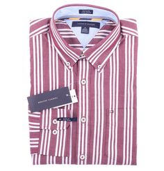 Brand New Tommy Hilfiger Mens Long Sleeve Stripe Button-Down Casual Shirt Custom Fit (100% Cotton) 100% Authentic or Money Back Guaranteed !! FREE SHIPPING WORLDWIDE !!   You are bidding on a brand new (with tag) Tommy Hilfiger Men's Stripe Long Sleeve Button-Down Shirt. We are a Platinum Seller and bid with confidence!   Shipping: USA: USPS economy $0 International: Air mail $0 (3-6 weeks) Our friends from Brazil, Italy, Russia and Eastern Europe: PLEASE READ Please note that shipping time to t Casual Red Dress Shirt For Spring, Red Casual Dress Shirt With Button Closure, Casual Red Dress Shirt With Button Closure, Tommy Hilfiger Summer Button-up Shirt, Tommy Hilfiger Red Long Sleeve Shirt, Tommy Hilfiger Long Sleeve Summer Shirt, Tommy Hilfiger Casual Shirt With Buttons, Tommy Hilfiger Classic Shirt With Button Closure, Classic Tommy Hilfiger Shirt With Button Closure