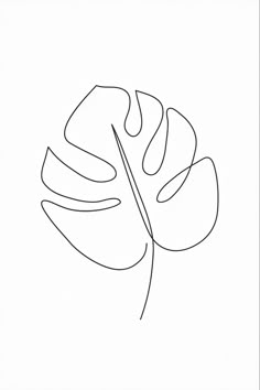 a single line drawing of a leaf