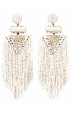 Designed to swish and sway right above the shoulders, these dramatic tassel earrings are handcrafted with shimmery beads and sparkly stone accents. Style Name:Deepa Gurnani Jody Beaded Tassel Earrings. Style Number: 6264918. Bead Tassel Earrings, Deepa Gurnani, Earrings Tutorial, Ivory Earrings, Light Weight Jewelry, Beaded Tassel Earrings, Handcrafted Accessories, Handmade Brass, Beaded Tassels