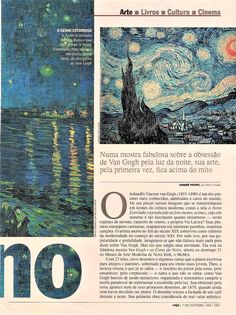 an article in the italian newspaper about van gogh's starry night over the ocean