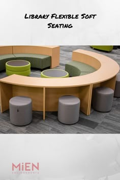 the library flexible soft seating is available in multiple colors and sizes, along with several stools