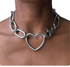 Unique statement piece to compliment any outfit  Stainless steel Chainmail Heavy duty Chunky Oversized  Large Heart pendant Length approximately 43cm Links 3.5cm  IF YOU NEED EXTRA LINKS PLEASE STATE IN NOTES Lobster fastening  Processing, Delivery, and Shipping  Please order in good time Processing time & delivery time are separate PLEASE NOTE:  On the rare occasion when a buyer is not around to receive their package, has failed to rearrange redelivery, or and has failed to collect from their l Chunky Metal Jewelry, Chunky Heart Necklace, Ropa Upcycling, Fest Outfits, Heart Choker, Statement Choker, Statement Choker Necklace, Large Heart, Classy Jewelry