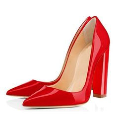 Red Fitted Block Heel Shoes, Fitted Red Block Heels, Party Heels With Red Sole And Closed Toe, Formal Spring Heels With Red Sole, Formal Red Sole Heels For Spring, Red Block Heel Shoes, Holiday Closed Toe Fitted Heels, Holiday Closed Toe Heels, Party Heels With Pointed Toe And Red Sole