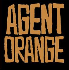 the logo for agent orange, which is on display in front of a black background