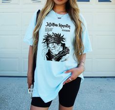 This Choso anime shirt is the perfect anime lover and jujutsu kaisen clothes. This jjk tshirt can be the perfect anime gift for him or a anime gift for her. If you're looking for a thick, structured tee that's also super soft and breathable--look no further! The comfort colors unisex garment-dyed heavyweight t-shirt ticks all the boxes and is made of 100% ring-spun cotton. Each shirt is carefully printed with a hand-drawn illustration and will withstand many washings. To make you feel extra comf Anime Style Shirt With Screen Print For Cosplay, Anime Style Tops With Anime Print For Cosplay, Cosplay Anime Print Cotton Shirt, Pop Culture Anime Print Shirt For Cosplay, Anime Style Cotton Shirt For Cosplay, Anime Print Cotton Shirt, Cotton Anime Print Shirt, Anime Style Letter Print Top For Cosplay, Anime Style Cosplay Top With Letter Print