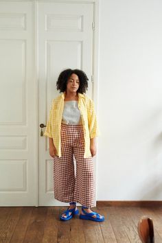 Ocean Terracotta Gingham Trousers Linen Pants Linen Trousers Gingham Linen Trousers - Etsy Gingham Trousers, Layers Outfit, Oversized Linen Shirt, Linen Pants Outfit, Drop Shoulder Shirt, Gingham Linen, Gingham Pants, Yellow Gingham, Shirt Linen