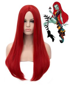 PRICES MAY VARY. Wig Material: Mersi long red wigs are made of the Imported Synthetic Fiber, natural as real hair, super soft and skin friendly Wig Color & Length: red wig, 26'' long, including a wig + wig cap Wig Cap: 100% Breathable net inside the wig makes you very comfortable when wearing it. Wig Cap size is about 20.5'' - 22.5'', adjustable straps inside the wig, will fit your head perfectly Occasions: Long straight red wigs perfect for daily, party, witch cosplay, Halloween, concerts, wedd Red Straight Hair, Red Hair Costume, Wig Styling Tutorial, Sally Costume, Straight Hair Wig, How To Wear A Wig, Red Wigs, Colored Wigs, Black Wig