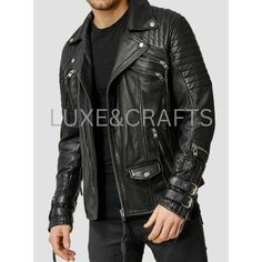 Men's Black Solid Casual Motorcycle Biker Leather Jacket, Men's Black Leather Jacket, Men's Black Biker Leather Jacket - from Luxe & Crafts. Material Type : 100% Genuine Lambskin Leather. Collar : Lapel Style Stand Collar. Closure Type : Front Zipper Closure. Sleeve Style : Long Sleeves. Number of Pockets : 2 Side Pockets. Color : Black Lining Material : 100% Premium Lining / Viscose Lining. Care Instructions : Professional Leather Clean Only. Package Contains : 1 Leather Jacket Only. Note:  Ple Biker Leather Jacket, Biker Leather, Mens Black Leather, Leather Cleaning, Leather Collar, Black Leather Jacket, Workout Jacket, Black Solid, Lambskin Leather