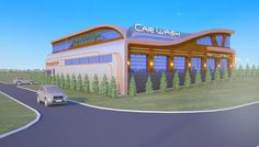 an artist's rendering of the car wash building